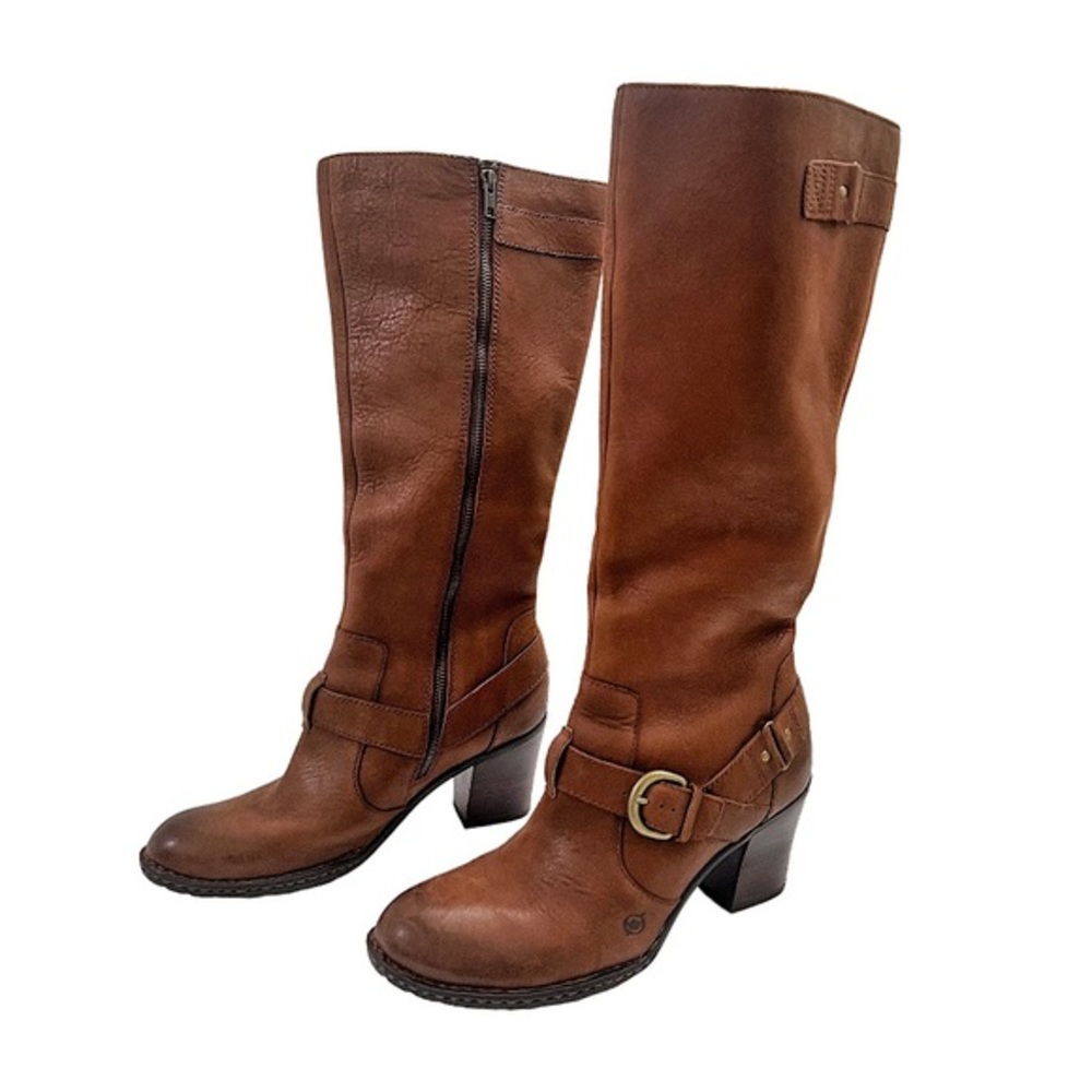 Born Natasha Brown Leather Heeled Boots Women's Size 11